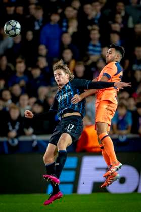 Club Brugge forwarder Romeo Vermant, FC Barcelona, Barca defender Eric Garcia during the match Club Brugge vs FC Barcelona at the Jan Breydelstadion for the Champions League - League phase - Matchday 4 season 2025-2026 in BRUGES, Belgium on 5 november 2025, (photo by Marcel van Dorst EYE4images DeFodi Images) Club Brugge forwarder Romeo Vermant, FC Barcelona defender Eric Garcia during the match Club Brugge vs FC Barcelona at the Jan Breydelstadion for the Champions League phase Matchday 4 season 2025 2026 in BRUGES, Belgium on 5 november 2025, photo by Marcel van Dorst EYE4images DeFodi Images