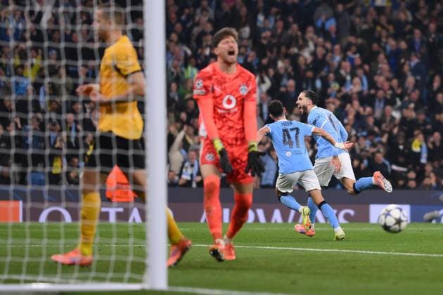 MANCHESTER, ENGLAND - NOVEMBER 5: Manchester City s Rayan Cherki celebrates scoring his teams forth goal of the game during the UEFA Champions League 2025 26 League Phase MD4 match between Manchester City and Borussia Dortmund at City of Manchester Stadium on November 5, 2025 in Manchester, England. SPO 