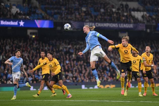 MANCHESTER, ENGLAND - NOVEMBER 5: Manchester City s Erling Haaland during the UEFA Champions League 2025 26 League Phase MD4 match between Manchester City and Borussia Dortmund at City of Manchester Stadium on November 5, 2025 in Manchester, England. SPO 