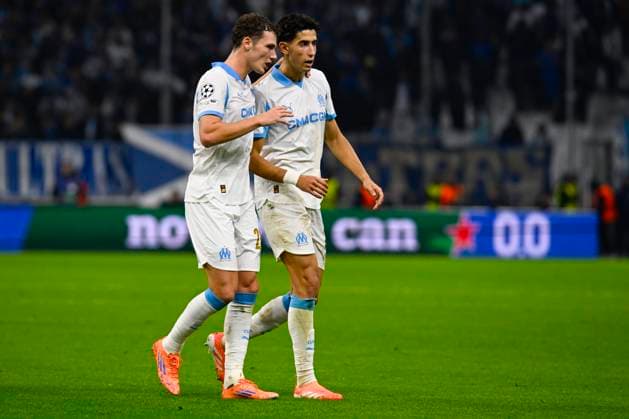 FOOTBALL : Olympique de Marseille VS Atalanta Bergame - UEFA Champions League - 05 11 2025 Benjamin Pavard (OM) Nayef Aguerd (OM) - UEFA Champions League match between Olympique de Marseille and Atalanta Bergame on November 5, 2025 at the Orange Velodrome Stadium in Marseille. MarseilleFrance  Copyright: xWilliamxCannarellax