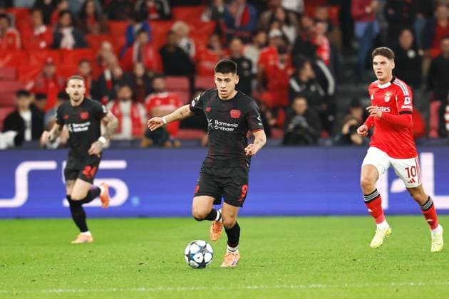 Claudio Echeverri (Leverkusen), NOVEMBER 5, 2025 - Football Soccer : UEFA Champions League League phase match day 4 between SL Benfica - Bayer 04 Leverkusen at the Estadio do SL Benfica in Lisbon, Portugal. Noxthirdxpartyxsales  aflo_309481764