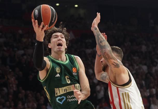 SERBIA, BELGRADE - NOVEMBER 5, 2025: Panathinaikos Cedi Osman (L) is in action in a 2025 26 Euroleague Regular Season Round 9 basketball match between Crvena zvezda and Panathinaikos at Belgrade Arena. Mikhail Sinitsyn TASS  85456160