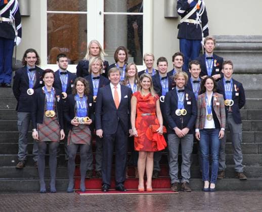 Dutch King receives Winter Olympic Medalists THE HAGUE, NETHERLANDS - FEBRUARY 25: Dutch King Willem-Alexander (front center L) and Queen Maxima (front center R) pose with Netherlands Sochi 2014 Winter Olympics medal winners at the Noordeinde Palace in The Hague, Netherlands, on February 25, 2014. Lahey Netherlands Antilles. Editorial use only. Please get in touch for any other usage.  Copyright: x2025xAnadoluxYasinxYaÄücÄ±x