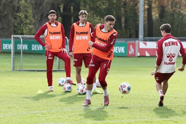 1. FC Köln 1. FC Köln, Training, Mitte von links: Said El Mala, Jakub Kaminski (1. FC Köln), 06.11.2025, Bild: