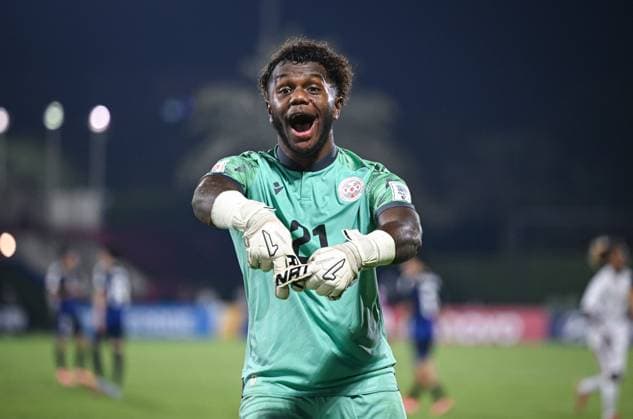 Fussball, Junioren U 17 WM 2025 in Doha Katar Vorrunde 06.11.2025 Gruppe B Japan - Neukaledonien JUBEL Neukaledonien; Torwart Nicolas Kutran nach dem sensationellen Unentschieden gegen Japan