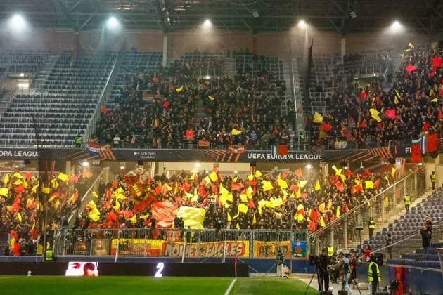 SALZBURG , 06-11-2025 , Red Bull Arena , season 2025 2026 , UEFA Europa League League phase . match between RB Salzburg and Go Ahead Eagles, Picture shows supporters of GA Eagles Salzburg - Go Ahead Eagles  x31889064x Copyright: