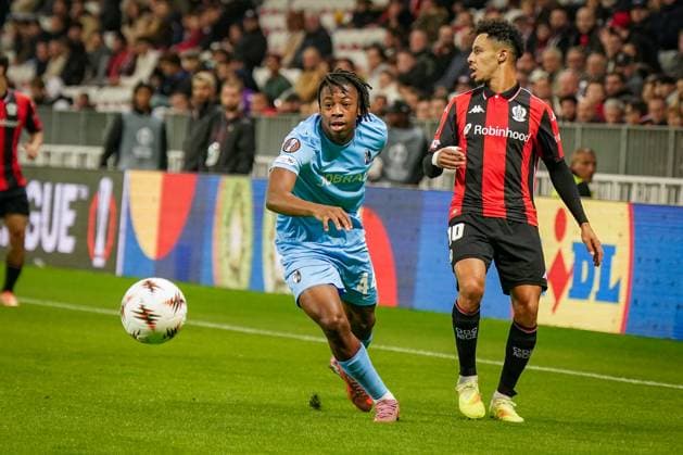 Fussball, UEFA Europa League 2025 26, 4. Spieltag - OGC Nizza vs SC Freiburg - Allianz Riviera (Nizza, Frankreich): Johan Manzambi (SC Freiburg, 44) Copyright: xJOERANxSTEINSIEKx