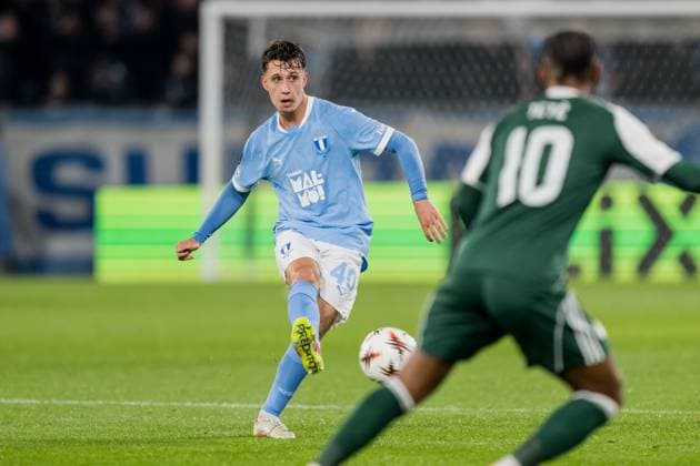 251106 Kenan Busuladzic of Malmö FF during the UEFA Europa League football match between Malmö FF and Panathinaikos on November 6, 2025 in Malmö. Photo: Petter Arvidson BILDBYRAN kod PA PA1108 fotboll football soccer fotball uefa europa league europa league malmö ff panathinaikos bbeng bbauto Copyright: PETTERxARVIDSON BB251106PA064