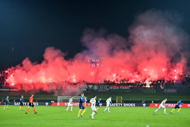 Celje, Slovenia, November 06th 2025, Legia fans before the UEFA Conference League, League phase Matchday 3, between Celje (Slovenia) and Legia Warszawa (Polande) at Stadion Celje, Celje, Slovenia. (Photo by Igor Kupljenik Sports Press Photo) Copyright: xIgorxKupljenikx xSPPx Sportspressphoto_SPR57750