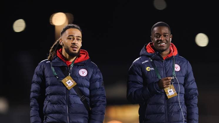 UEFA Europa Conference League Group Phase, Tallaght Stadium, Dublin 6 11 2025 Shelbourne vs Drita She™s™ Milan Mbeng and Mipo Odubeko Milan Mbeng and Mipo Odubeko 6 11 2025  Copyright: x INPHO BryanxKeanex RB1_1100