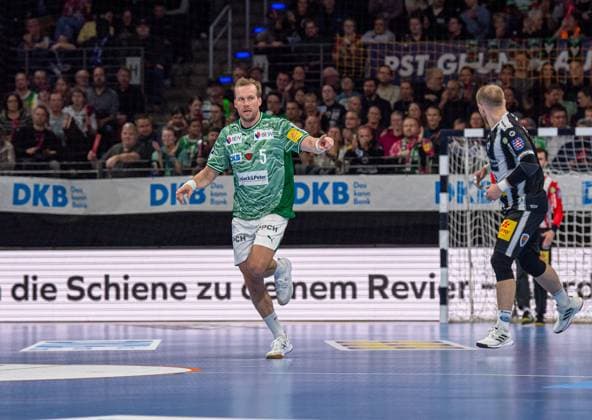 Handball, Herren, Saison 2025 2026, DHB-Pokal (Achtelfinale), Füchse Berlin - ThSV Eisenach, Max Darj (Füchse Berlin), 06.11.2025, Copyright: xSebastianxRäppold MatthiasxKochx