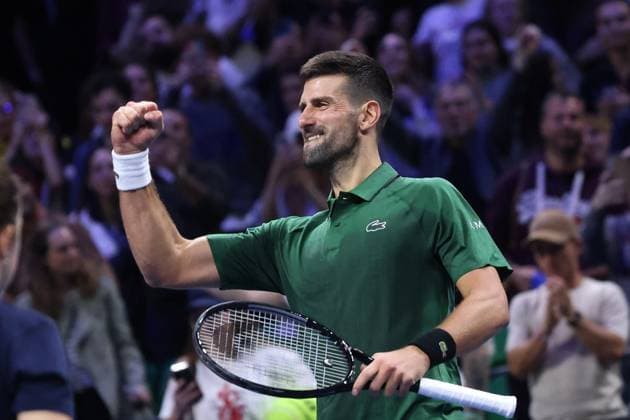 ATP, Tennis Herren 250 tournament in Athens ATHENS, GREECE - NOVEMBER 06: Novak Djokovic of Serbia celebrates after winning against Nuno Borges of Portugal during the Hellenic Championship ATP 250, at OAKA Olympic Athletic Center, in Athens, Greece, on November 6, 2025 Costas Baltas Anadolu Athens Greece. Editorial use only. Please get in touch for any other usage.  Copyright: x2025xAnadoluxCostasxBaltasx