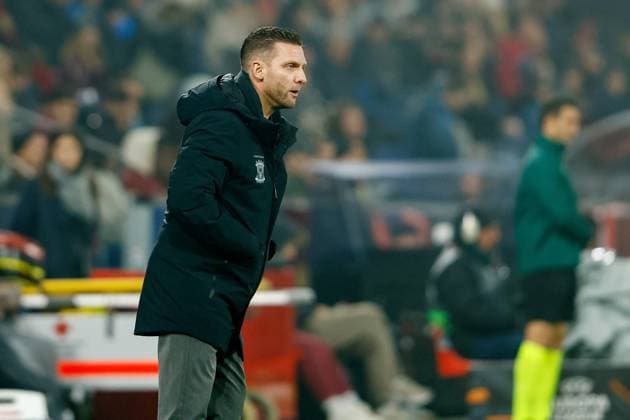 SALZBURG , 06-11-2025 , Red Bull Arena , season 2025 2026 , UEFA Europa League League phase . match between RB Salzburg and Go Ahead Eagles, Picture shows GA Eagles trainer coach Melvin Boel Salzburg - Go Ahead Eagles  x31890867x Copyright:
