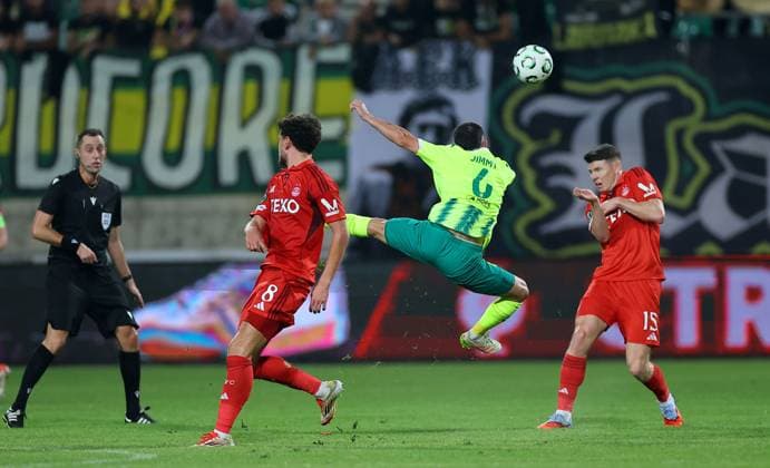 Dante Polvara of Aberdeen (left), Kevin Nisbet of Aberdeen in action against Jaime Suarez of AEK Larnaca AEK Larnaca v Aberdeen, UEFA Conference League, Group Stage, Football, AEK Arena, Larnaca, Cyprus - 06 Nov 2025Larnaca AEK Arena Cyprus EDITORIAL USE ONLY No use with unauthorised audio, video, data, fixture lists, club league logos or live services. Online in-match use limited to 120 images, no video emulation. No use in betting, games or single club league player publications. Copyright: xCharaxSavvides Shutterstockx 15642241cw
