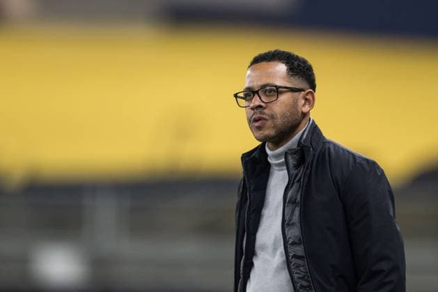 251106 Coach Liam Rosenior of Strasbourg ahead of the UEFA Conference League football match between Häcken and Strasbourg on November 6, 2025 in Gothenburg. Photo: Mathias Bergeld BILDBYRAN kod MB MB1234 fotboll football soccer fotball uefa conference league conference league häcken strasbourg bbeng Copyright: MATHIASxBERGELD BB251106MB024