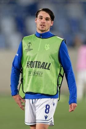 Jamie Roche (8 Lausanne during warm-up prior the UEFA Conference League match between Lausanne-Sport and Omonoia at Stade de la Tuiliere in Lausanne, Switzerland Copyright: xGiuseppexVelletrix xSPPx Sportspressphoto_SPR57794