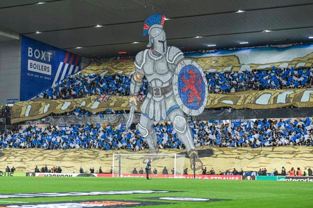 Rangers v A.S. Roma UEFA Europa League Fans of Rangers tifo during the UEFA Europa League match at Ibrox Stadium, Glasgow UK Newspapers OUT Copyright: xJamiexJohnstonx FIL-22472-0052