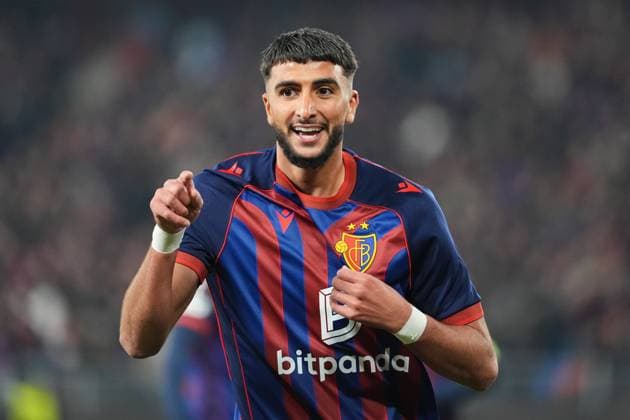 Schweiz: UEFA Europa League 2025 26, FC Basel 1893 vs FCSB Bukarest - St. Jakob-Park, Basel: Ibrahim Salah (21 Basel) jubelt nach seinem tor Basel St. Jakob-Park Basel Schweiz Copyright: xKjetilxWaberx