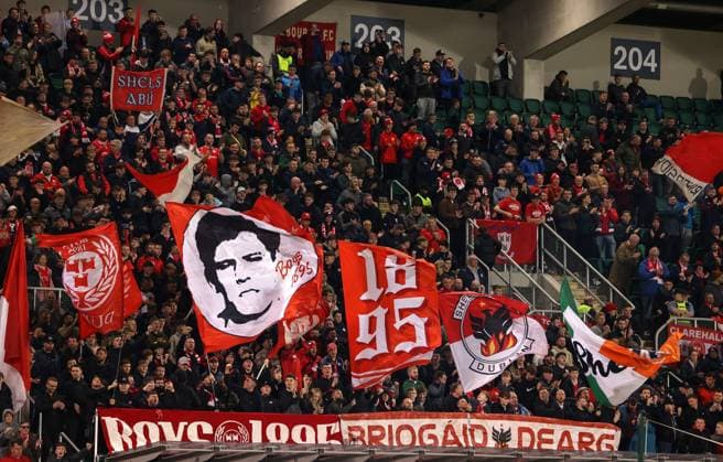 UEFA Europa Conference League Group Phase, Tallaght Stadium, Dublin 6 11 2025 Shelbourne vs Drita Shelbourne fans ahead of the game Shelbourne fans ahead of the game 6 11 2025  Copyright: x INPHO RyanxByrnex RB2_0147