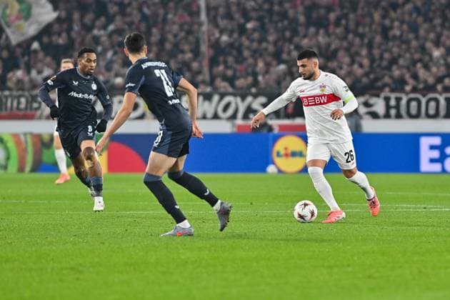 Europa League; VfB Stuttgart - Feyenoord Rotterdam; 06.11.2025 STUTTGART, DEUTSCHLAND - 6. NOVEMBER: am Ball Deniz UNDAV (VfB Stuttgart 26) beim Ligaspiel zwischen dem VfB Stuttgart und Feyenoord Rotterdam am 4. Spieltag der Europa League in der MHP-Arena am 06.11.2025 Copyright: xBEAUTIFULxSPORTS Goldbergx