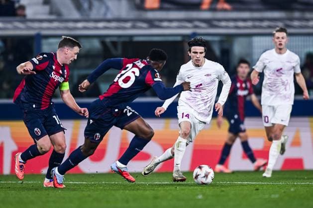 251106 Ulrik Mathisen of Brann during the Europa League football match between Bologna and Brann on November 6, 2025 in Bologna. Photo: Image Photo BILDBYRAN kod XY XY0083 fotboll football soccer fotball uefa europa league europa league bologna brann bbeng Copyright: ImagexPhoto BB251106ZG013