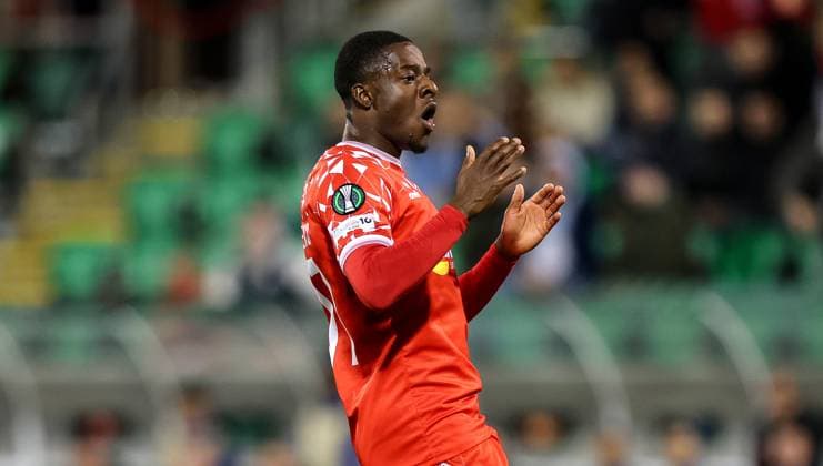 UEFA Europa Conference League Group Phase, Tallaght Stadium, Dublin 6 11 2025 Shelbourne vs Drita Shelbourne™s Mipo Odubeko reacts to a missed chance Mipo Odubeko reacts to a missed chance 6 11 2025  Copyright: x INPHO RyanxByrnex RB1_2880