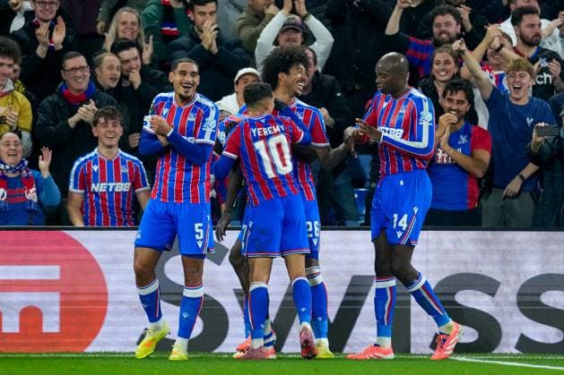 2025-11-06 Crystal Palace v AZ Alkmaar - UEFA Conference League 2025 26 League Phase MD4 LONDON, UNITED KINGDOM - NOVEMBER 6: Ismaila Sarr of Crystal Palace celebrates after scoring his teams second goal with Maxence Lacroix of Crystal Palace, Yeremy Pino of Crystal Palace during the UEFA Conference League 2025 26 League Phase MD4 match between Crystal Palace and AZ Alkmaar at Selhurst Park Stadium on November 6, 2025 in London, United Kingdom. London Selhurst Park Stadium United Kingdom Content not available for redistribution in The Netherlands directly or indirectly through any third parties. Copyright: xEdxvanxdexPolx
