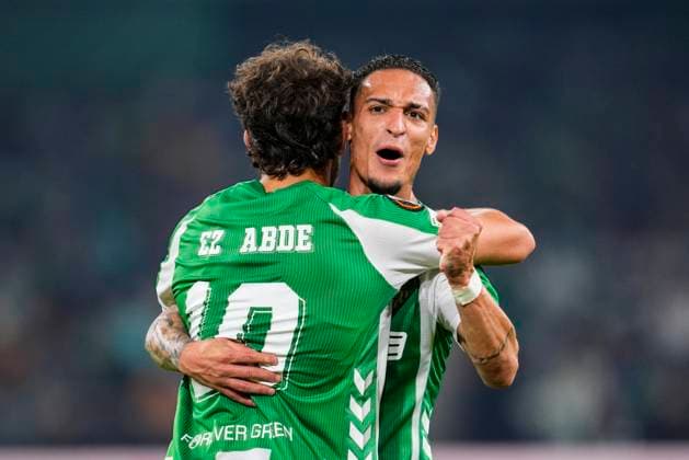 November 6, 2025, Sevilla, Sevilla, SPAIN: Abde Ezzalzouli of Real Betis celebrates a goal during the UEFA Europa League, football match played between Real Betis and Olympique de Lyon at La Cartuja stadium on November 6, 2025, in Sevilla, Spain. Sevilla SPAIN - ZUMAa181 20251106_zaa_a181_064 Copyright: xJoaquinxCorcherox