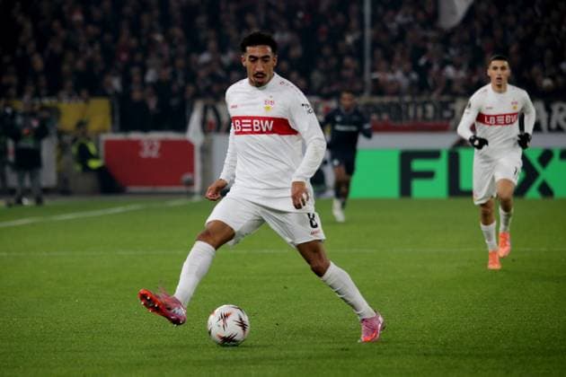 06.11.2025, xmohx, Fussball UEFA Europa League, VfB Stuttgart - Feyernoord Rotterdam v.l. Tiago Tomas (VfB Stuttgart) (DFL DFB REGULATIONS PROHIBIT ANY USE OF PHOTOGRAPHS as IMAGE SEQUENCES and or QUASI-VIDEO) Stuttgart
