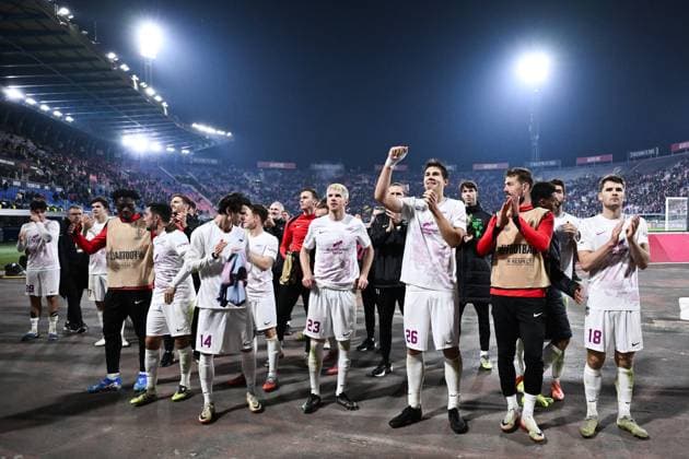 251106 Players of Brann after the Europa League football match between Bologna and Brann on November 6, 2025 in Bologna. Photo: Image Photo BILDBYRAN kod XY XY0083 fotboll football soccer fotball uefa europa league europa league bologna brann bbeng Copyright: ImagexPhoto BB251106ZN033