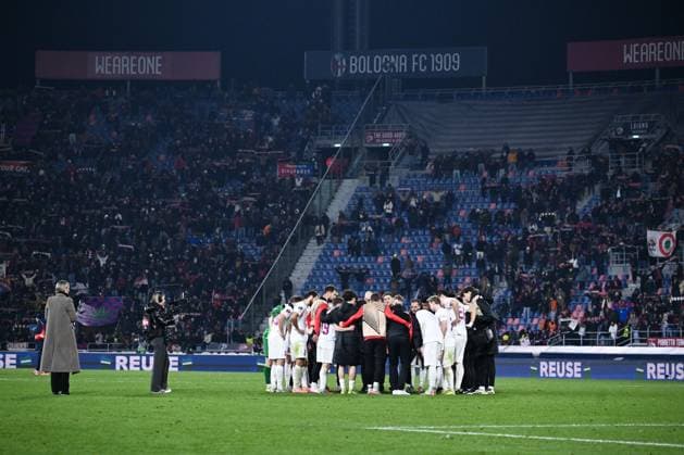 251106 Players of Brann after the Europa League football match between Bologna and Brann on November 6, 2025 in Bologna. Photo: Image Photo BILDBYRAN kod XY XY0083 fotboll football soccer fotball uefa europa league europa league bologna brann bbeng Copyright: ImagexPhoto BB251106ZO023