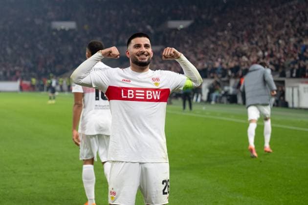 Tor zum 2.0 durch Deniz Undav (VfB Stuttgart 26), Jubel, Torjubel, bejubelt sein Tor. GER, VfB Stuttgart vs. Feyenoord Rotterdam, Fussball, UEFA Europa League, Herren, 4. Spieltag, Spielzeit 2025 2026, 06.11.2025, GER, VfB Stuttgart vs. Feyenoord Rotterdam, Fussball, UEFA Europa League, Herren, 4. Spieltag, Spielzeit 2025 2026, 06.11.2025 Stuttgart Copyright: xEibner-Pressefoto WolfgangxFrankx EP_WFK