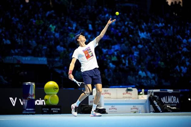 Jannik Sinner (Italia) during practice on the central court of the Inalpi Arena Turin, Italy, where the ATP, Tennis Herren Finals will begin on Sunday, Nov. 9 - - Friday, November 7, 2024.  Copyright: xMarcoxAlpozzi LaPressex