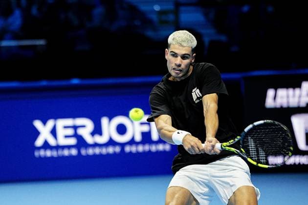 Carlos Alcaraz (Spain) during practice on the central field of the Inalpi Arena Turin, Italy, where the ATP, Tennis Herren Finals will begin on Sunday, Nov. 9 - - Friday, November 7, 2024.  Copyright: xMarcoxAlpozzi LaPressex