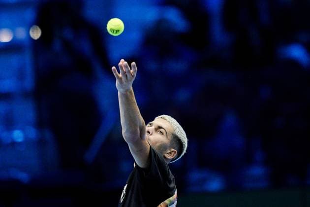 Carlos Alcaraz (Spain) during practice on the central court of the Inalpi Arena Turin, Italy, where the ATP, Tennis Herren Finals will begin on Sunday, Nov. 9 - - Friday, November 7, 2024.  Copyright: xMarcoxAlpozzi LaPressex