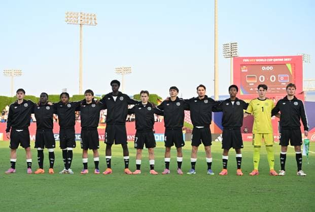 Germany v Korea DPR : Group G - FIFA U-17 World Cup Qatar 2025 Starting players of Germany line up prior to the FIFA U-17 World Cup Qatar 2025 Group G match between Germany and Korea DPR in Doha, Qatar, on November 7, 2025. DOHA Qatar Copyright: xNOUSHADx