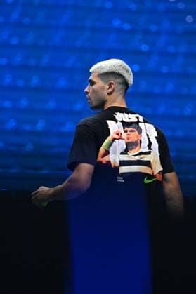 2025 Nitto ATP, Tennis Herren Finals - Practice Day - Turin Carlos Alcaraz (ESP) during practice at the 2025 Nitto ATP Finals in Turin, Italy on November 7, 2025. Photo by Corinne Dubreuil ABACAPRESS.COM Turin Italy  Copyright: xDubreuilxCorinne ABACAx