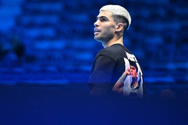 2025 Nitto ATP, Tennis Herren Finals - Practice Day - Turin Carlos Alcaraz (ESP) during practice at the 2025 Nitto ATP Finals in Turin, Italy on November 7, 2025. Photo by Corinne Dubreuil ABACAPRESS.COM Turin Italy  Copyright: xDubreuilxCorinne ABACAx