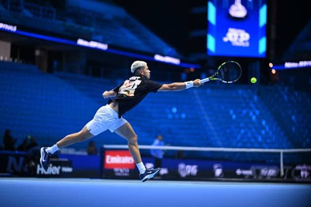 2025 Nitto ATP, Tennis Herren Finals - Practice Day - Turin Carlos Alcaraz (ESP) during practice at the 2025 Nitto ATP Finals in Turin, Italy on November 7, 2025. Photo by Corinne Dubreuil ABACAPRESS.COM Turin Italy  Copyright: xDubreuilxCorinne ABACAx
