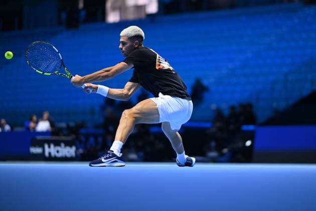 2025 Nitto ATP, Tennis Herren Finals - Practice Day - Turin Carlos Alcaraz (ESP) during practice at the 2025 Nitto ATP Finals in Turin, Italy on November 7, 2025. Photo by Corinne Dubreuil ABACAPRESS.COM Turin Italy  Copyright: xDubreuilxCorinne ABACAx