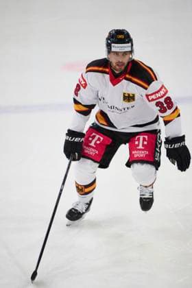 Fabio Wagner of Germany at the match GERMANY - LATVIA 4-1 DEB Ice hockey, Eishockey DEUTSCHLAND CUP in Landshut, Germany, November 6, 2025, Season 2025 2026.