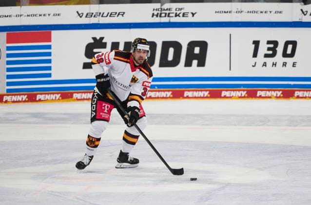 Fabio Wagner of Germany at the match GERMANY - LATVIA 4-1 DEB Ice hockey, Eishockey DEUTSCHLAND CUP in Landshut, Germany, November 6, 2025, Season 2025 2026.