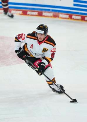 Marc Michaelis of Germany at the match GERMANY - LATVIA 4-1 DEB Ice hockey, Eishockey DEUTSCHLAND CUP in Landshut, Germany, November 6, 2025, Season 2025 2026.