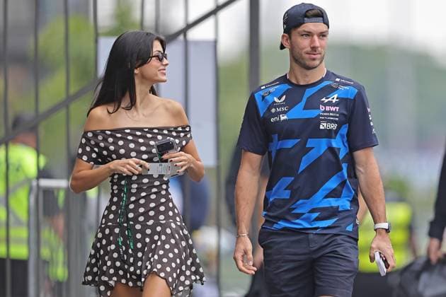 Sao Paulo, Brazil, 7th November 2025. Pierre Gasly (FRA) BWT Alpine F1 Team A525 Renault and his girlfriend Kika Cerqueira Gomes arrives in the Paddock during free practice of the F1 Grand Prix of Brazil at Autodromo Jose Carlos Pace  HeulerxAndrey