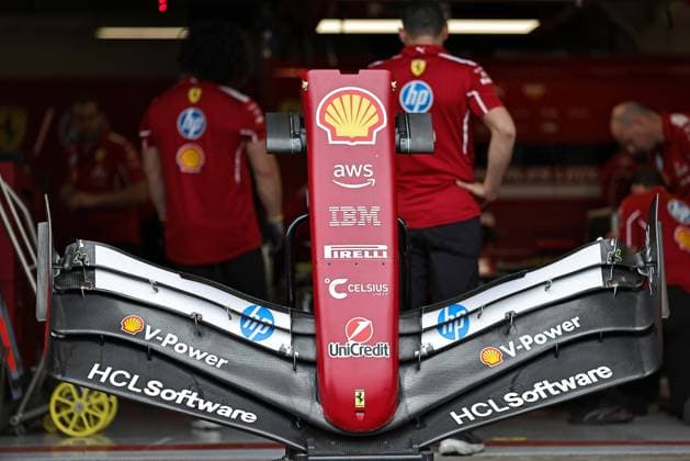 6th November 2925; Sao Paulo, Brazil; Detail of the front wing of Charles Leclerc (MON) Scuderia Ferrari SF-25 car in the Paddock ahead of the F1 Grand Prix of Brazil at Autodromo Jose Carlos Pace during free practice sessions  HeulerxAndrey