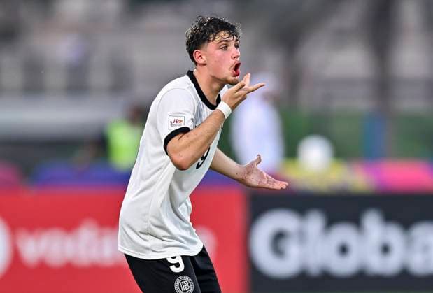 Germany v Korea DPR : Group G - FIFA U-17 World Cup Qatar 2025 Alexander Staff of Germany reacts during the FIFA U-17 World Cup Qatar 2025 Group G match between Germany and Korea DPR in Doha, Qatar, on November 7, 2025. DOHA Qatar Copyright: xNOUSHADxTHEKKAYILx
