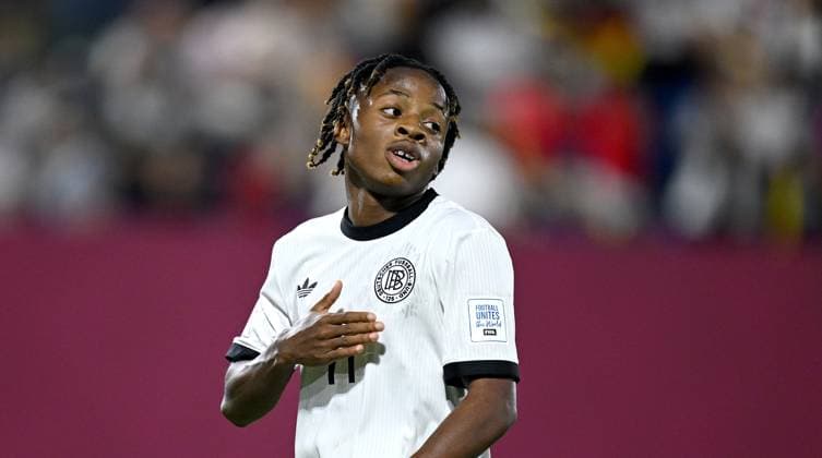 Fussball, Junioren U 17 WM 2025 in Doha Katar Vorrunde 07.11.2025 Gruppe G Deutschland - Korea DVR Jubel nach dem Tor zum 1 - 0 , Wisdom Mike (Deutschland)