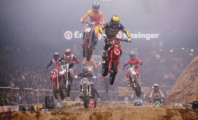 Stuttgart , ADAC Supercross , 85: Cedric Soubeyras ( FRA ) 52: Mitchell Oldenburg ( USA ) *** Stuttgart , ADAC Supercross , 85 Cedric Soubeyras FRA 52 Mitchell Oldenburg USA