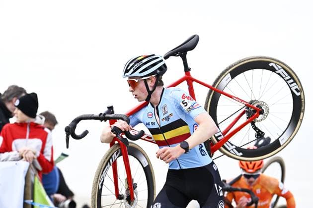 Belgian Fabian Maes pictured in action during the U23 men race at the UEC Cyclocross European Championships, Saturday 08 November 2025, in Middelkerke. JASPERxJACOBS  x140159883x