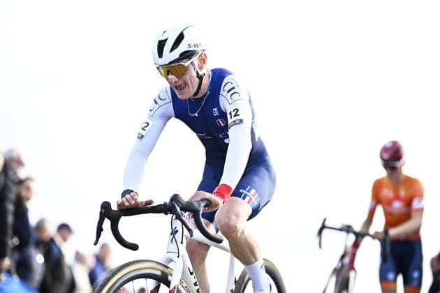 French Romain Debord pictured in action during the U23 men race at the UEC Cyclocross European Championships, Saturday 08 November 2025, in Middelkerke. JASPERxJACOBS  x140165054x